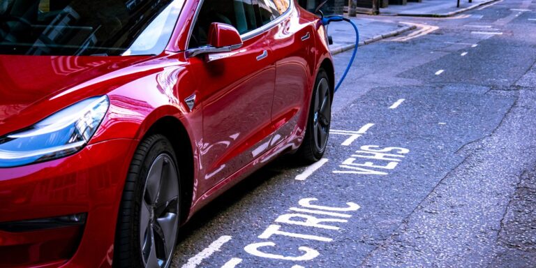 Electric vehicle on road